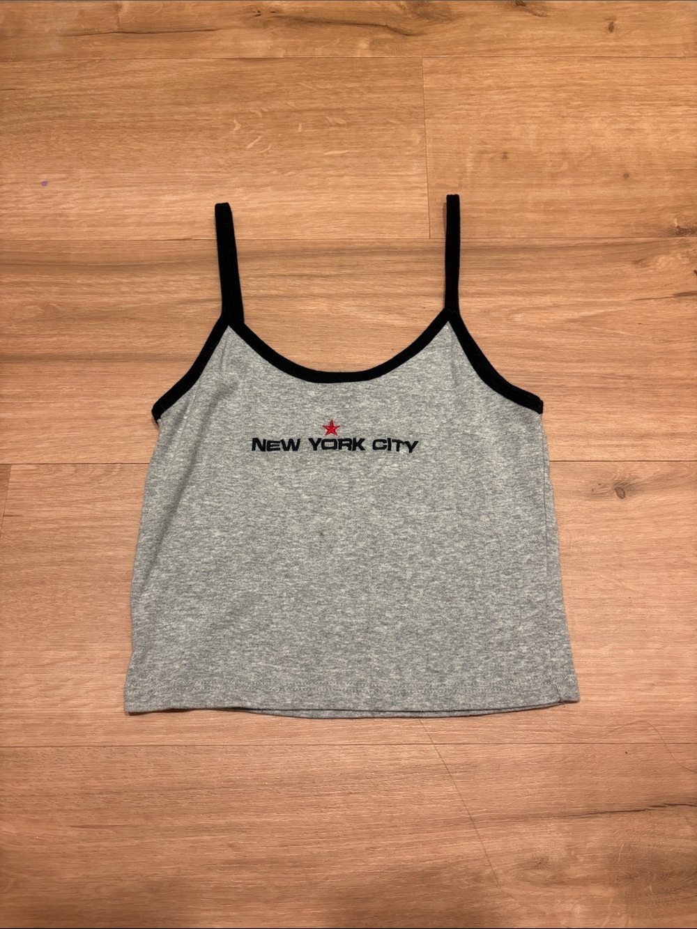 Brandy Melville New York City Grey Tank Top with Black Trim